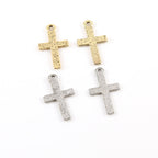26mmx15mm Pewter Raised Beveled Cross Charm Pendant Religious Spiritual (2pc)