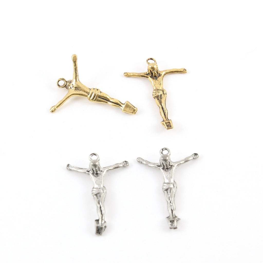 26mmx19mm Pewter Large Crucifix Jesus Cross Charm Pendant Religious (2pc)