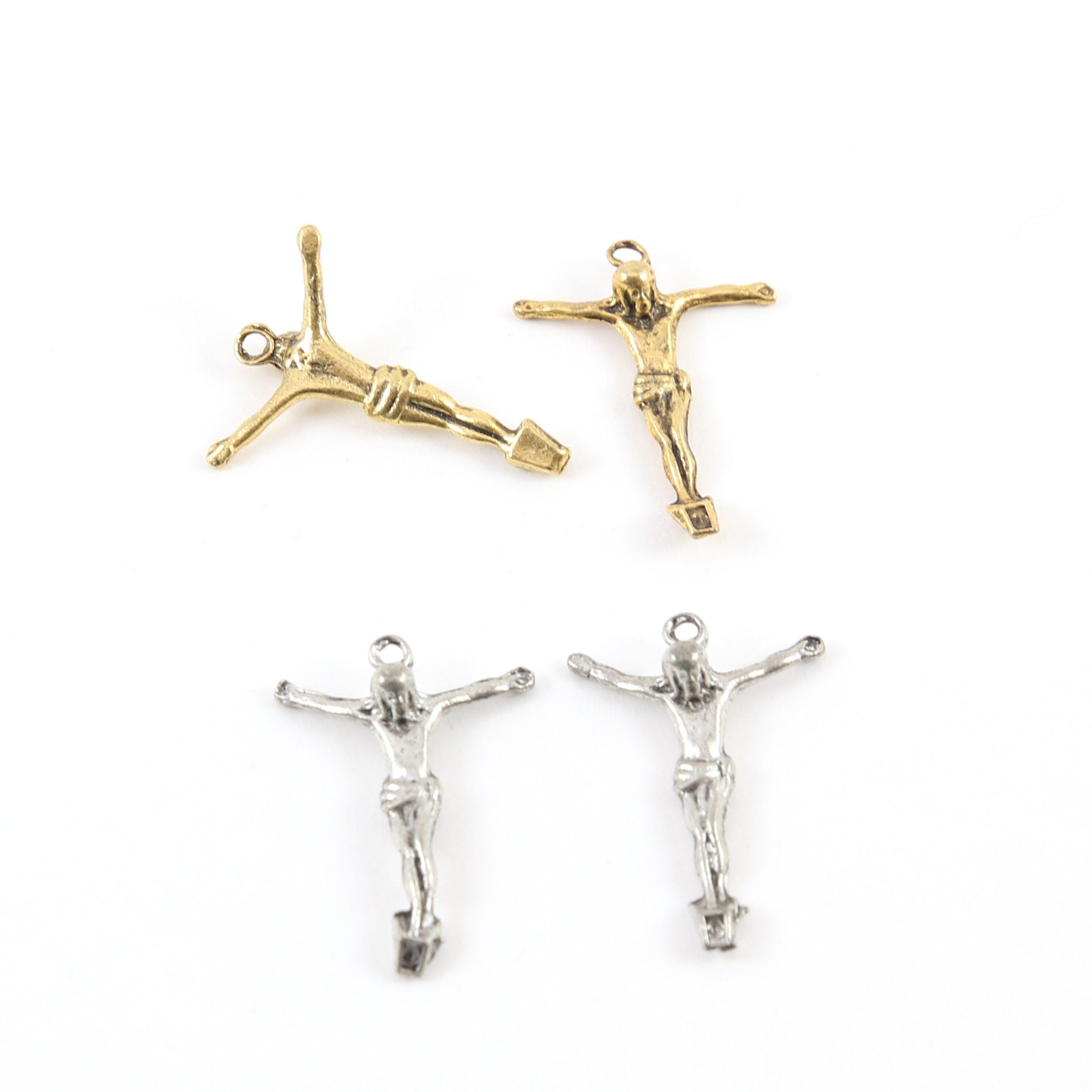 26mmx19mm Pewter Large Crucifix Jesus Cross Charm Pendant Religious (2pc)