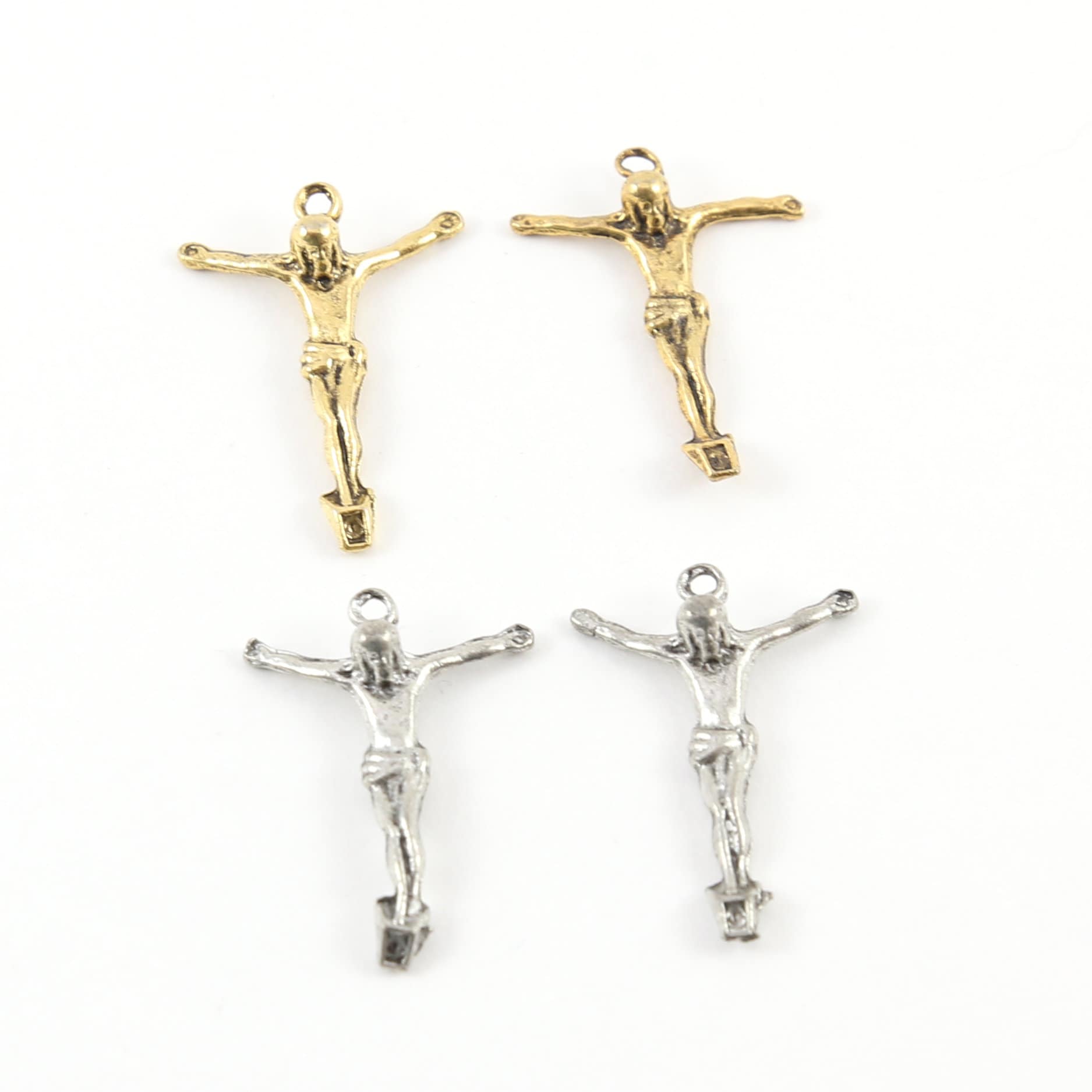 26mmx19mm Pewter Large Crucifix Jesus Cross Charm Pendant Religious (2pc)