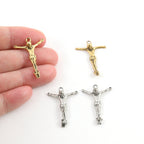 26mmx19mm Pewter Large Crucifix Jesus Cross Charm Pendant Religious (2pc)