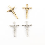 26mmx16mm Pewter Small Lightweight Thin Crucifix Jesus Cross Charm (2pc)