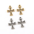 Pewter Indented Cross Charm Pendant Religious Spiritual (2pc)