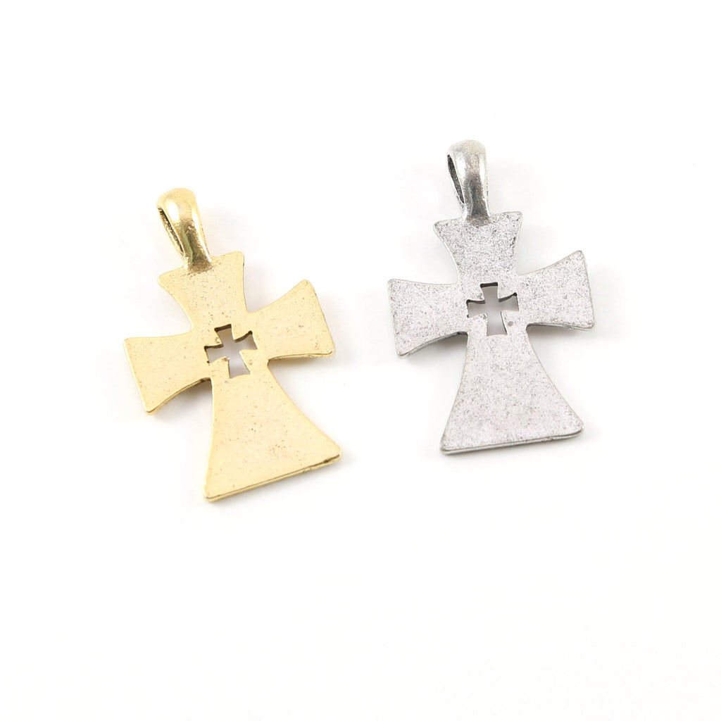 Pewter Large Faith Script Cross Charm Cross Pendant Religious