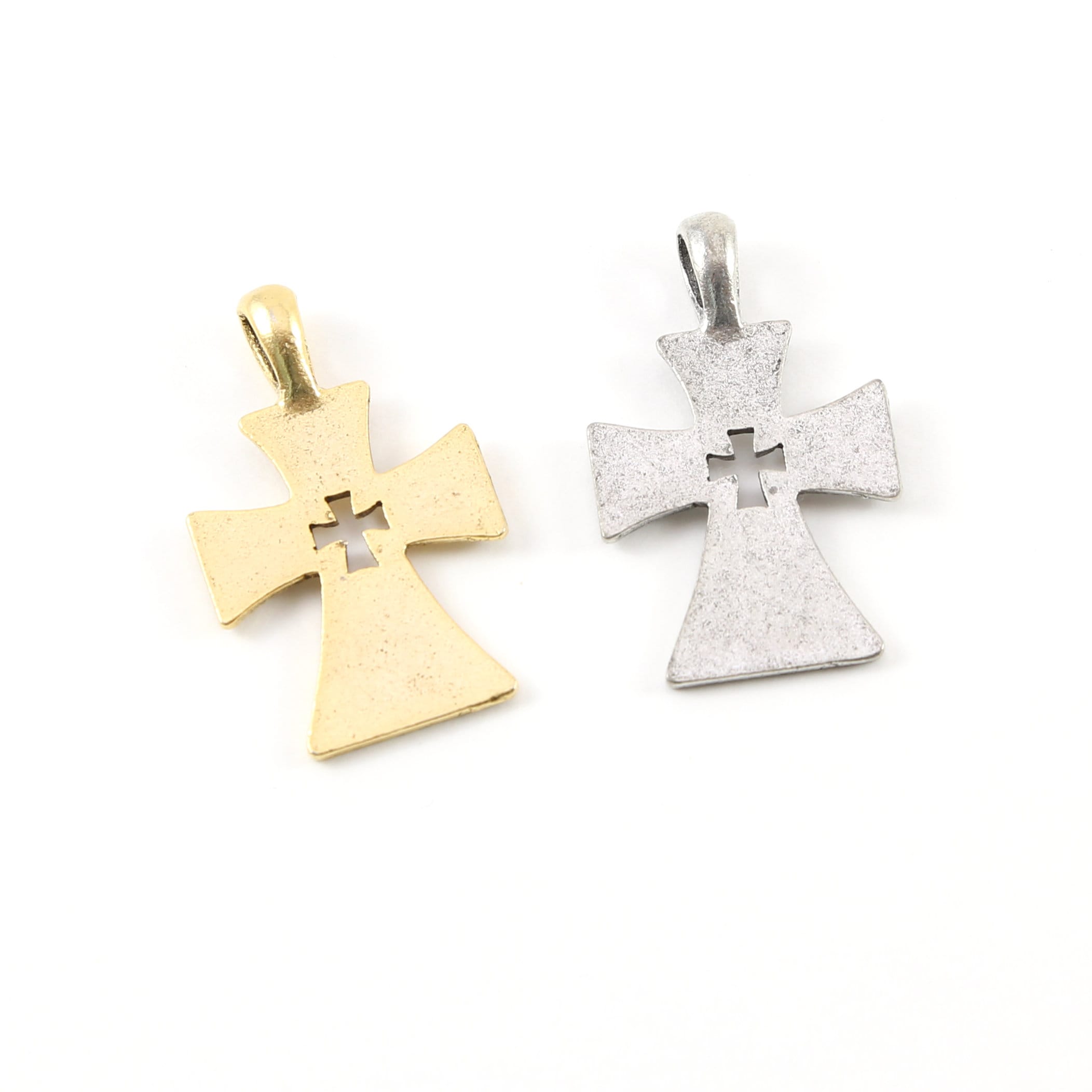 Pewter Large Faith Script Cross Charm Cross Pendant Religious