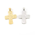 Pewter Large Slight Textured Cross Charm Cross Pendant