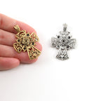 Pewter Fancy Large Cross for Pointed Crystals Inlay Pendant