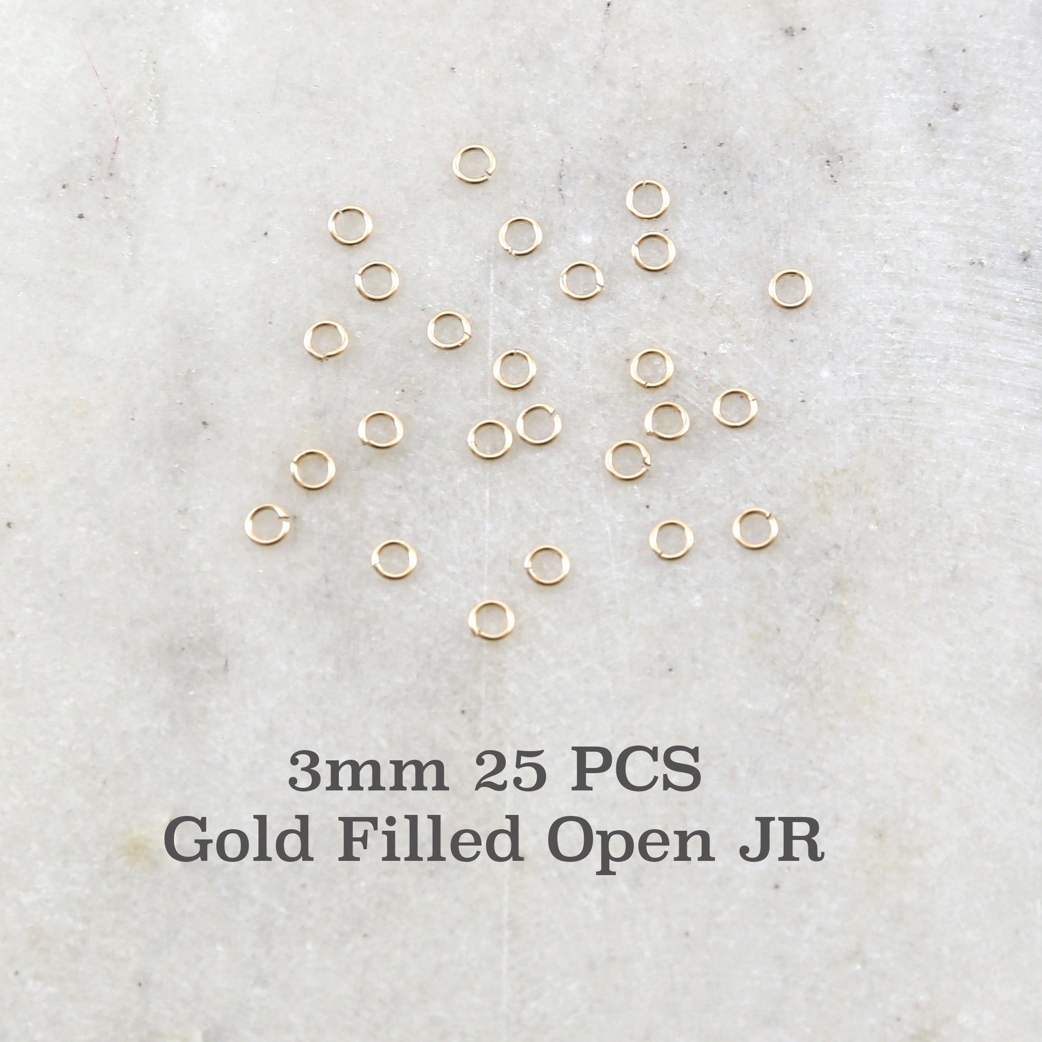 14K Gold Filled 3mm 24 Gauge Open Jump Rings Charm Links Gold Findings (25pc)