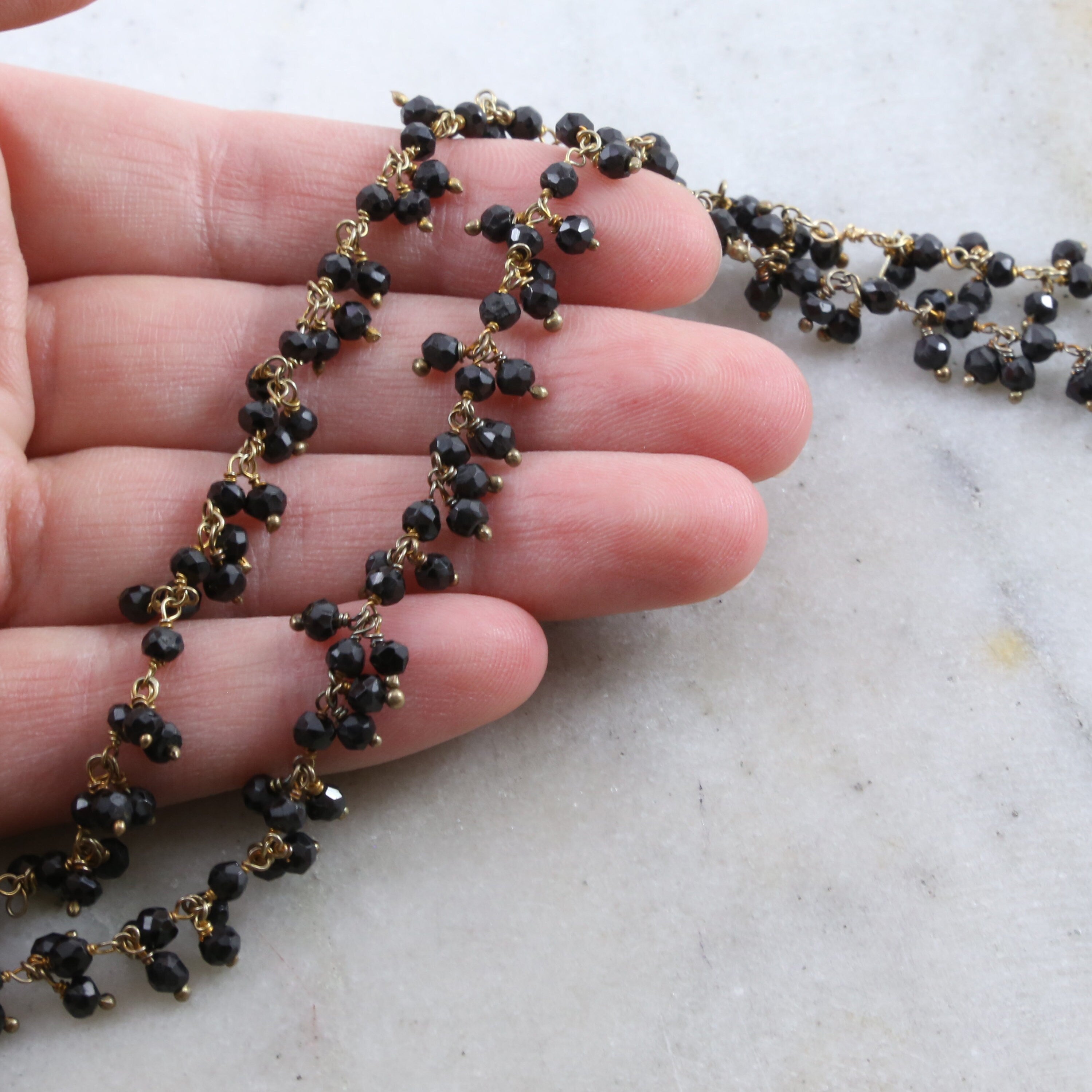 Vermeil Faceted Dangle Spinel Gemstone Rosary Beaded Wire – Sold by the Foot