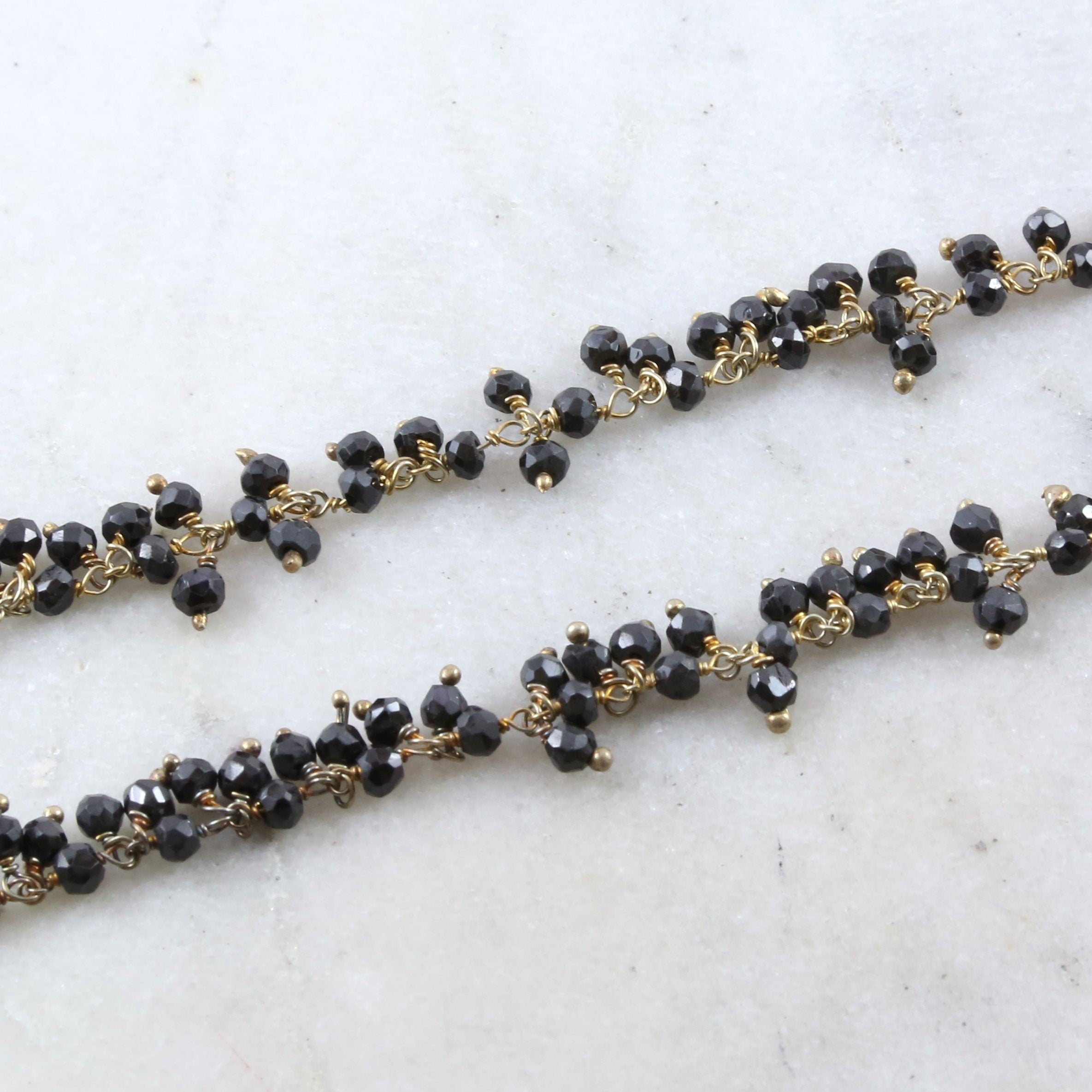 Vermeil Faceted Dangle Spinel Gemstone Rosary Beaded Wire – Sold by the Foot