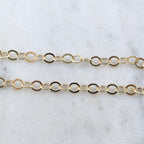 Brass Shiny Gold Oval 6mm x 5mm Dainty Flat Link Oval – Sold by the Foot