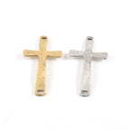 42mmx25mm Pewter Textured Horizontal Cross Connector Charm 2 Hole Links