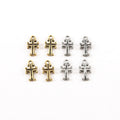 10mmx5mm Pewter Tiny Cross with Curled Edges Small Little Dainty Charm (4pc)
