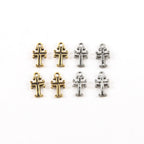 10mmx5mm Pewter Tiny Cross with Curled Edges Small Little Dainty Charm (4pc)