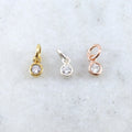 Sterling Silver or Vermeil Tiny Dainty Rose CZ Cubic Zirconia 3mm Charm Drop