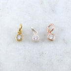 Sterling Silver or Vermeil Tiny Dainty Rose CZ Cubic Zirconia 3mm Charm Drop