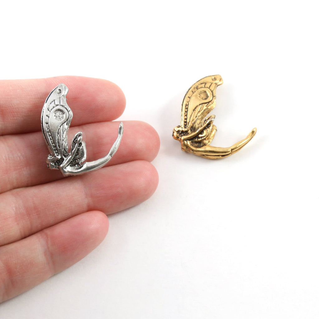 25mmx25mm Pewter Large Flying Fairy Pretty Wings Pixie Charm Fantasy