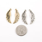36mmx10mm Pewter Left and Right Large Angel Wing Charm Pendant (2pc)