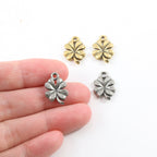 17mmx16mm Pewter Four Leaf Clover Lucky Luck Irish Charm Nature Pendant (2pc)