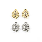17mmx16mm Pewter Four Leaf Clover Lucky Luck Irish Charm Nature Pendant (2pc)