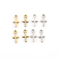 15mmx7mm Pewter Tiny Simple Minimal Cross Small Little Dainty Charm (4pc)
