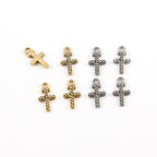 15mmx9mm Pewter Small Cross with Lined Detailing Small Dainty Charm (4pc)