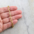 7.8mmx6mm Brass Thick Flat Oval Extender Chain Shiny – Sold by the Foot