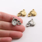 17mmx15mm Pewter Broken One Sided Skull Charm Pendant Halloween (2pc)
