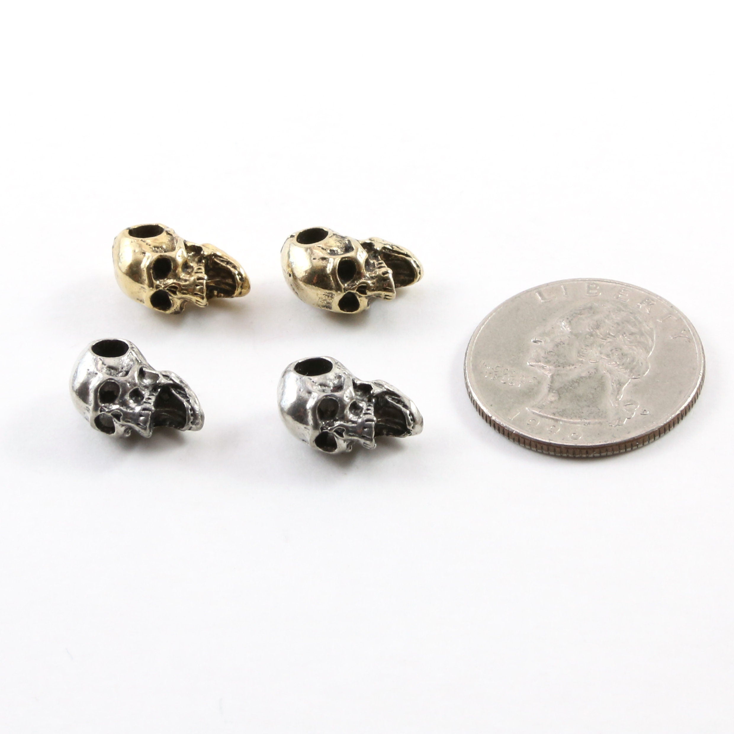 Pewter 3D Wide Open Mouth Skull Pendant Halloween Skeletons (2pc)