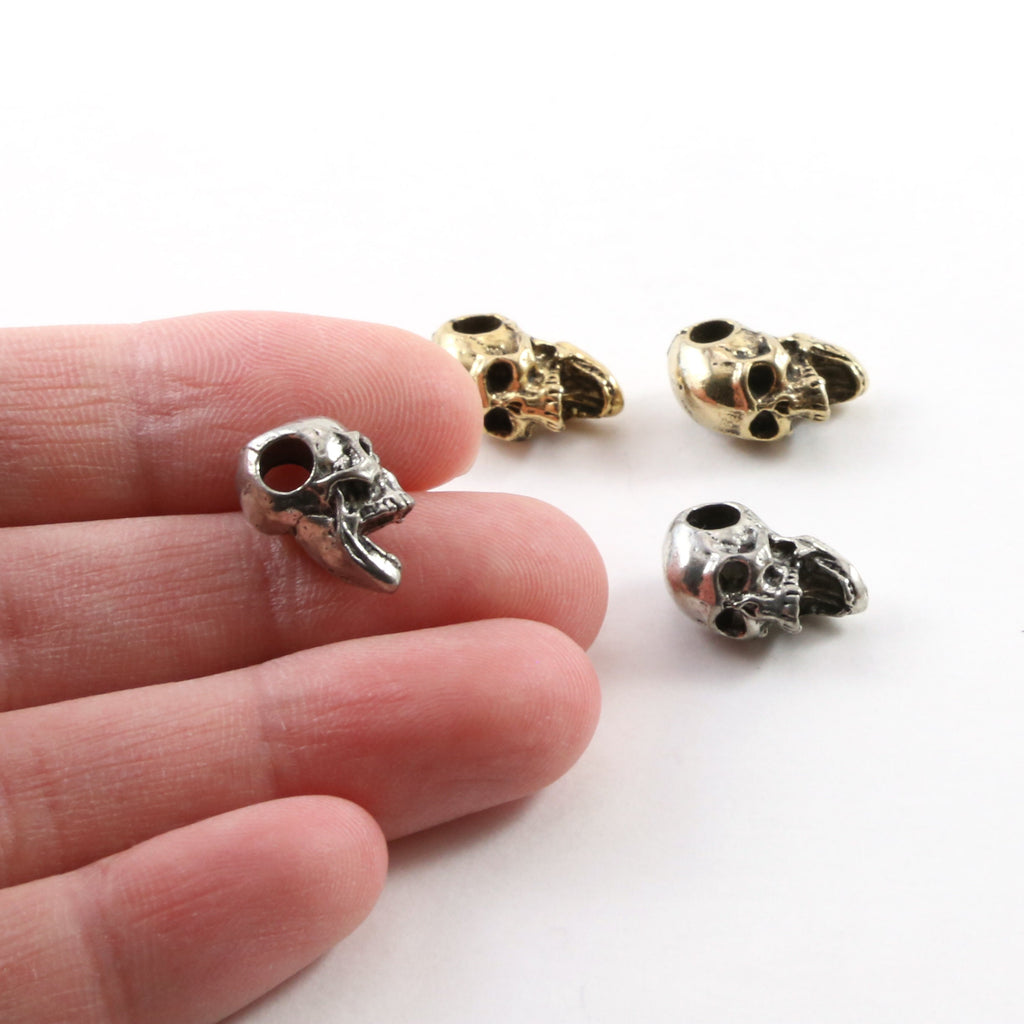 Pewter 3D Wide Open Mouth Skull Pendant Halloween Skeletons (2pc)