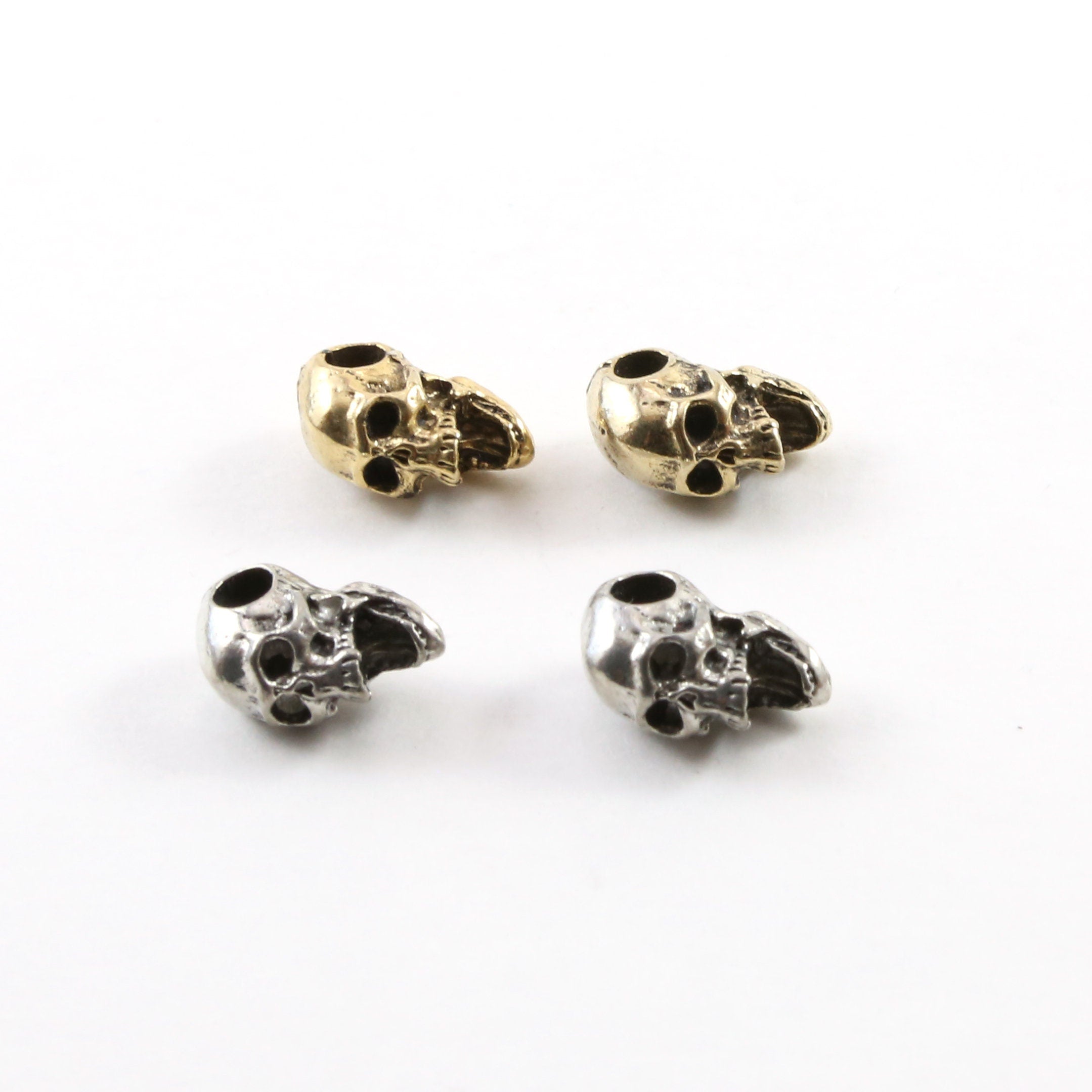 Pewter 3D Wide Open Mouth Skull Pendant Halloween Skeletons (2pc)