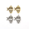 28mmx20mm Pewter Laughing Pirate Skull Charm Pendant Halloween Skeletons (2pc)