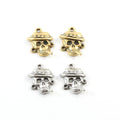 20mmx 15mm Pewter Smoking Skull with Hat and Earrings Charm Pendant (2pc)