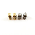 11mmx9mm Pewter Skinny Skull Head Bead Vertical Hole Pendant Halloween (2pc)