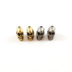 11mmx9mm Pewter Skinny Skull Head Bead Vertical Hole Pendant Halloween (2pc)