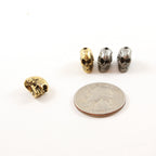 11mmx9mm Pewter Skinny Skull Head Bead Vertical Hole Pendant Halloween (2pc)