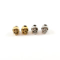 10mmx8mm Pewter Small Skull Head Bead Vertical Hole Pendant Halloween (2pc)