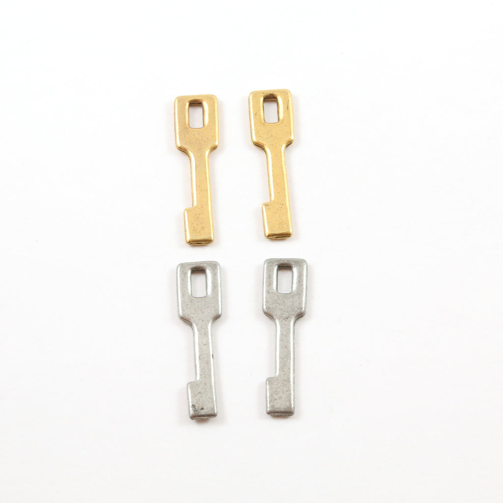 30mmx8mm Pewter Simple Block Key Charm Best Friend Charm Necklace (2pc)
