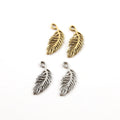 22mmx10mm Pewter Small Minimal Modern Feather Charm Necklace Pendant (2pc)