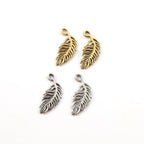 22mmx10mm Pewter Small Minimal Modern Feather Charm Necklace Pendant (2pc)