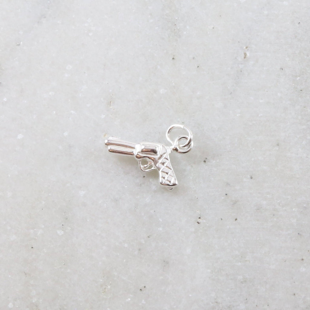 Sterling Silver Lightweight Revolver Gun Weapon Charm Police Firearm