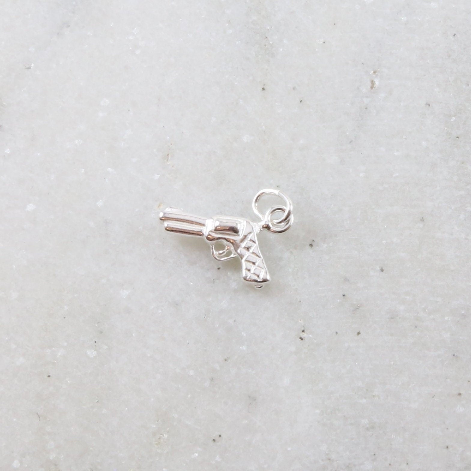 Sterling Silver Lightweight Revolver Gun Weapon Charm Police Firearm