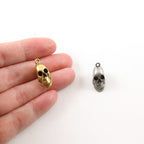 13mmx9mm Pewter Medium Open Jaw Skull Head Pendant Halloween Skeletons
