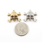 20mmx23mm Pewter Skull and Bones Cross Bones Pirate Charm Pendant