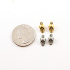 Pewter Tiny Mini Small Simple 3D Skull Pendant Halloween (2pc)