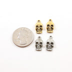 17mmx9mm Pewter Grinning Pirate Skull Charm Pendant Halloween Skeletons (2pc)