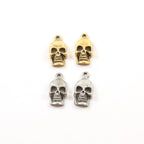17mmx9mm Pewter Grinning Pirate Skull Charm Pendant Halloween Skeletons (2pc)