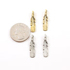 27mmx6mm Pewter Flat Minimal Modern Feather Charm Necklace Pendant (2pc)