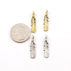 Pewter Flat Minimal Modern Feather Charm Necklace Pendant (2pc)