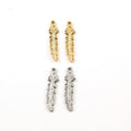 Pewter Western Feather Boho Bohemian Charm Necklace Pendant (2pc)